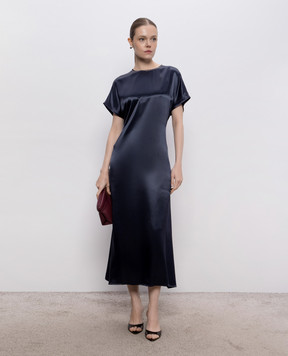 Peserico Blue midi dress with monil chain A0221001514