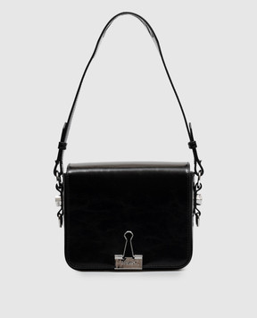 Off-White Black Glossy Leather Binder Flap Bag OWWNN04F26LT01