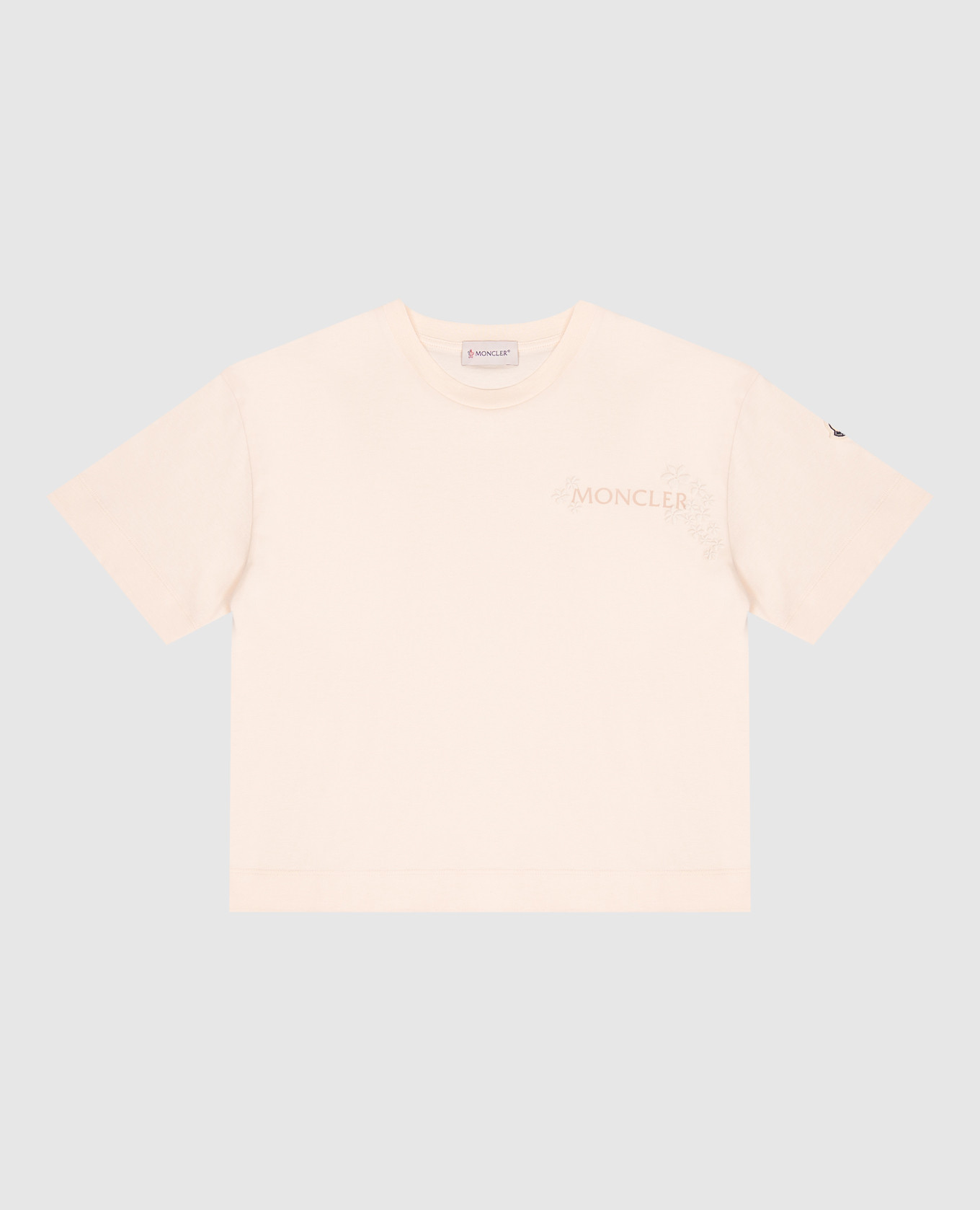 Children's beige T-shirt with logo print