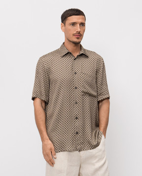 Peserico Brown shirt with emblem print R56057Z08191