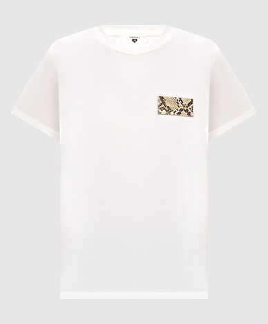 White T-shirt with a patch