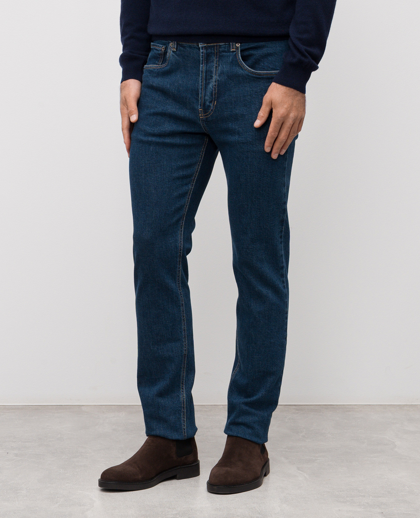 

Candiani blue jeans with logo patch Pini Parma