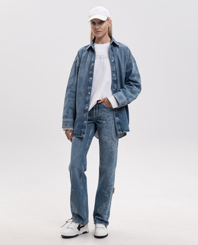 Off-White Blue jeans with print 2FM00605B
