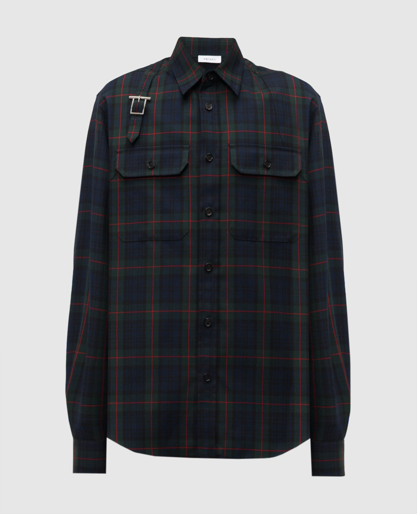 

Blue wool check shirt Alexander McQueen