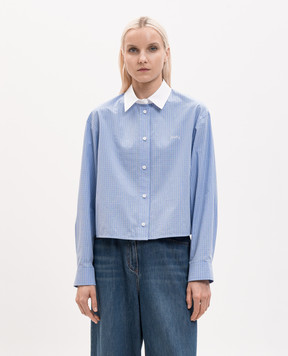 Juun.j Blue cropped checked shirt JW6464W52Q