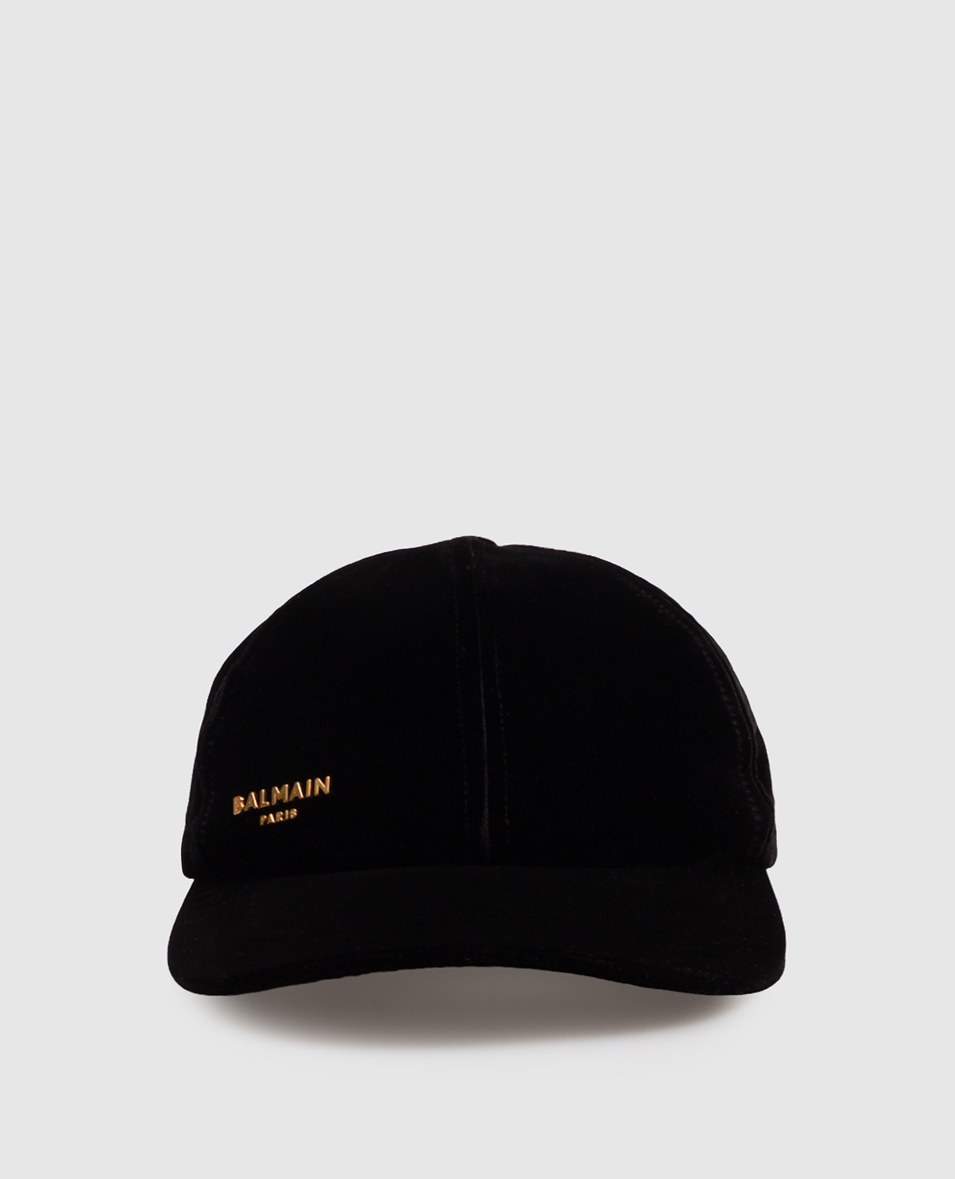 Black velour cap with textured logo Balmain