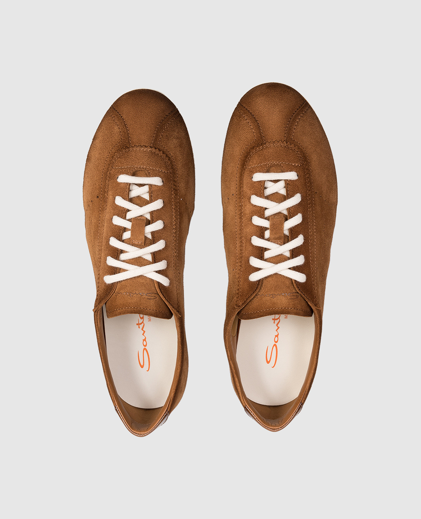 

Brown suede sneakers with perforations Santoni