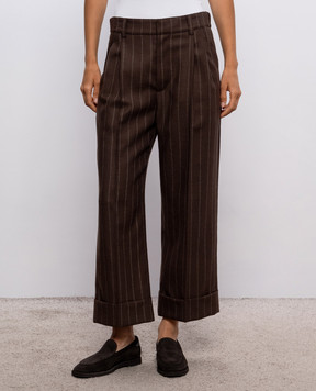 Brunello Cucinelli Brown striped wool pants MP554P9017
