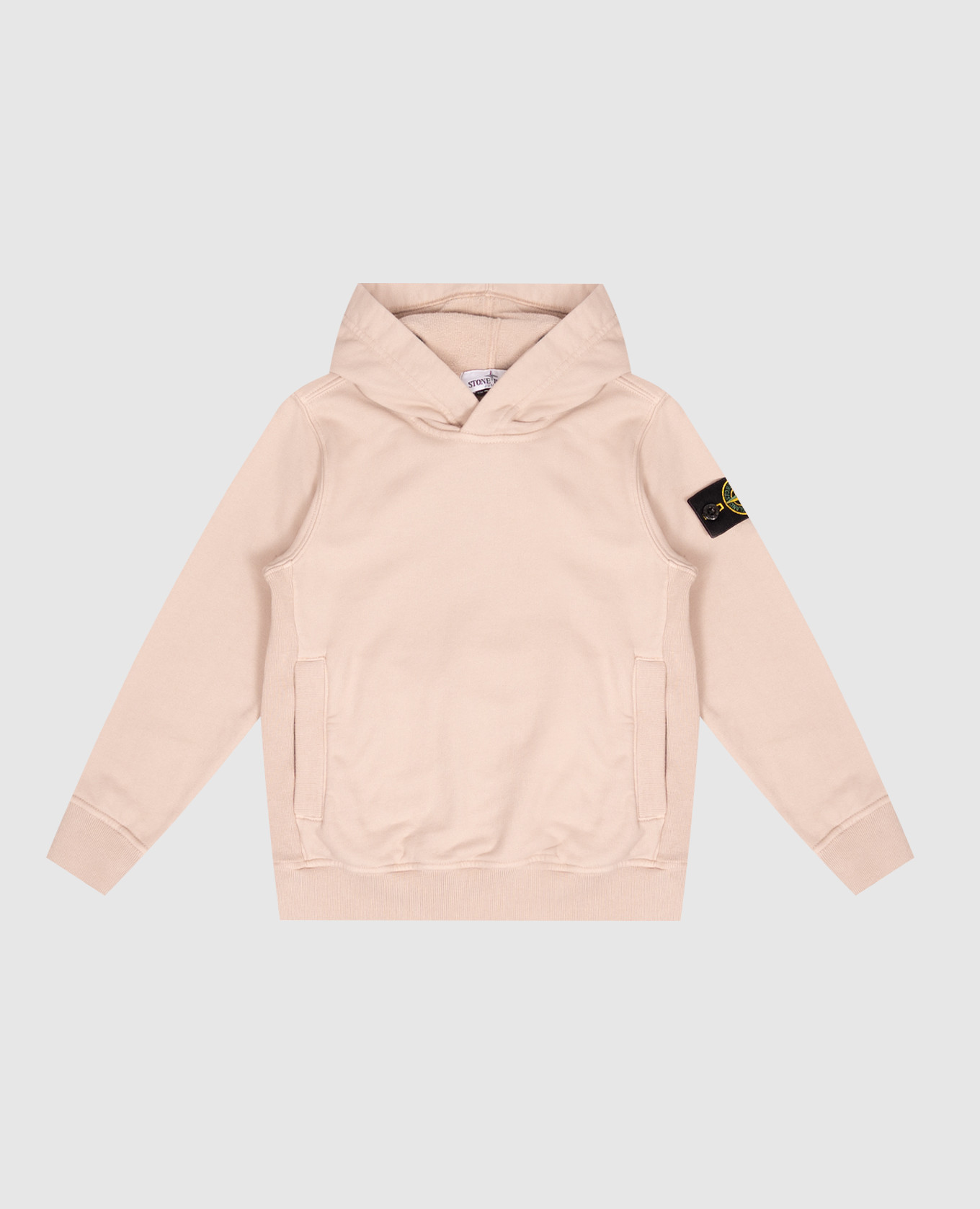 Children's beige hoodie with logo patch
