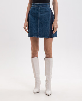 Givenchy Cocoon blue denim skirt with logo embroidery BW413R517B