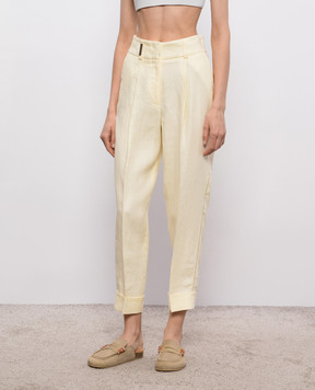 Peserico Yellow linen pants P04316V02606