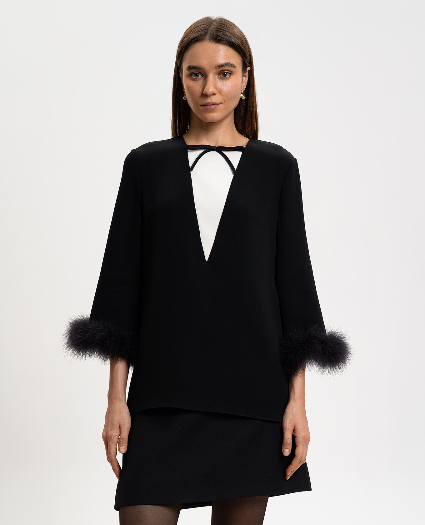

Black silk blouse with feathers Valentino