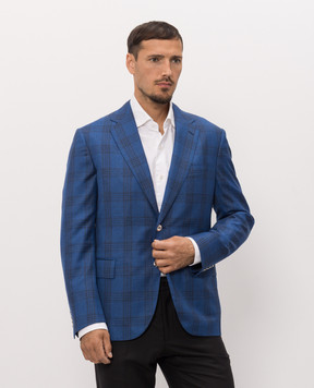 Stefano Ricci Blue cashmere and silk check jacket M1RFSR2000B212HA
