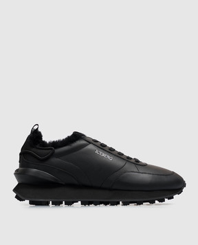 Iceberg Black leather sneakers with fur trim IU1883M