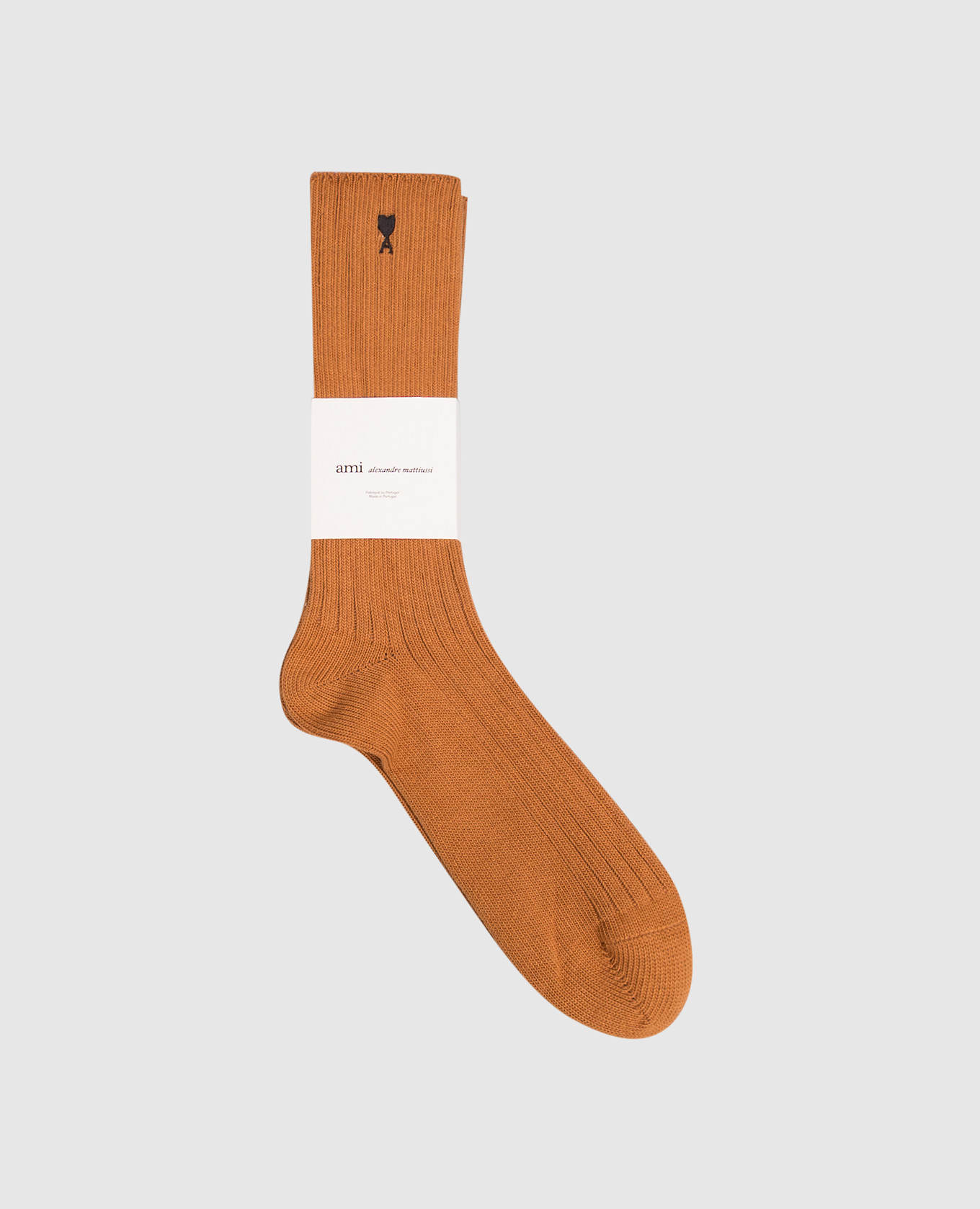 Brown socks with embroidered logo