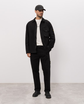 Stone Island Black pants with logo patch L2S153100001S0404