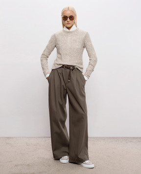 Brunello Cucinelli Gray openwork sweater with wool MFA790100