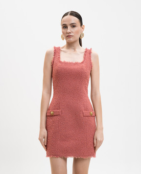 Balmain Pink tweed sheath dress with wool GF0R2541WD60