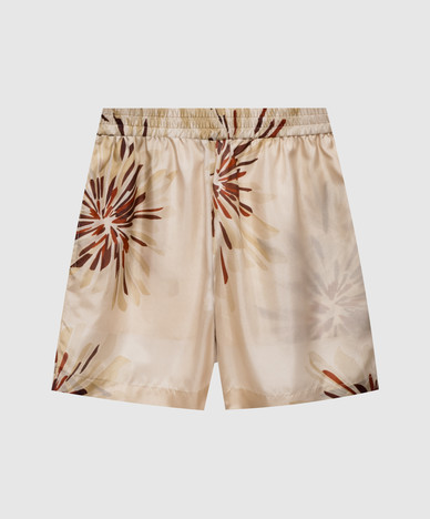 Beige silk shorts