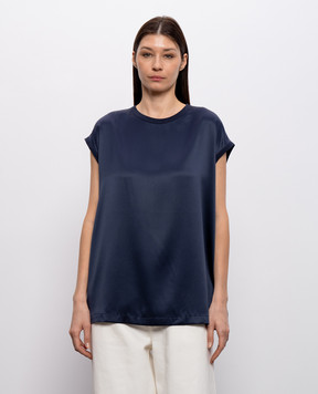 Brunello Cucinelli Blue silk top MPC59EH500