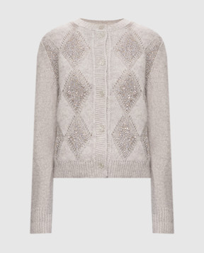 Twinset Gray cardigan with geometric pattern 262TT3170
