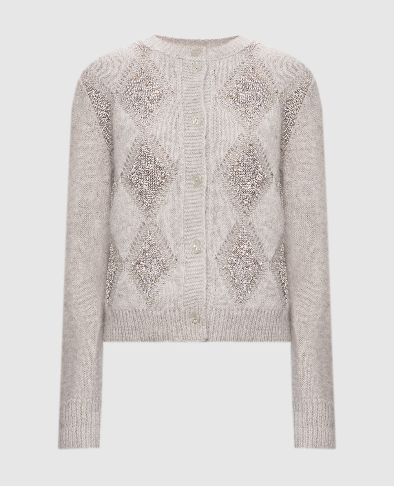 Gray cardigan with geometric pattern Twinset