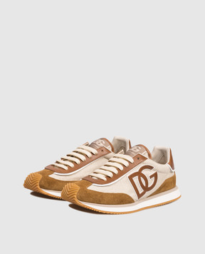 Dolce&Gabbana Beige combination sneakers with monogram patch CS2288A0127