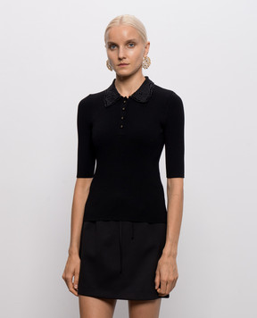 Twinset Black ribbed polo shirt 262TP3380
