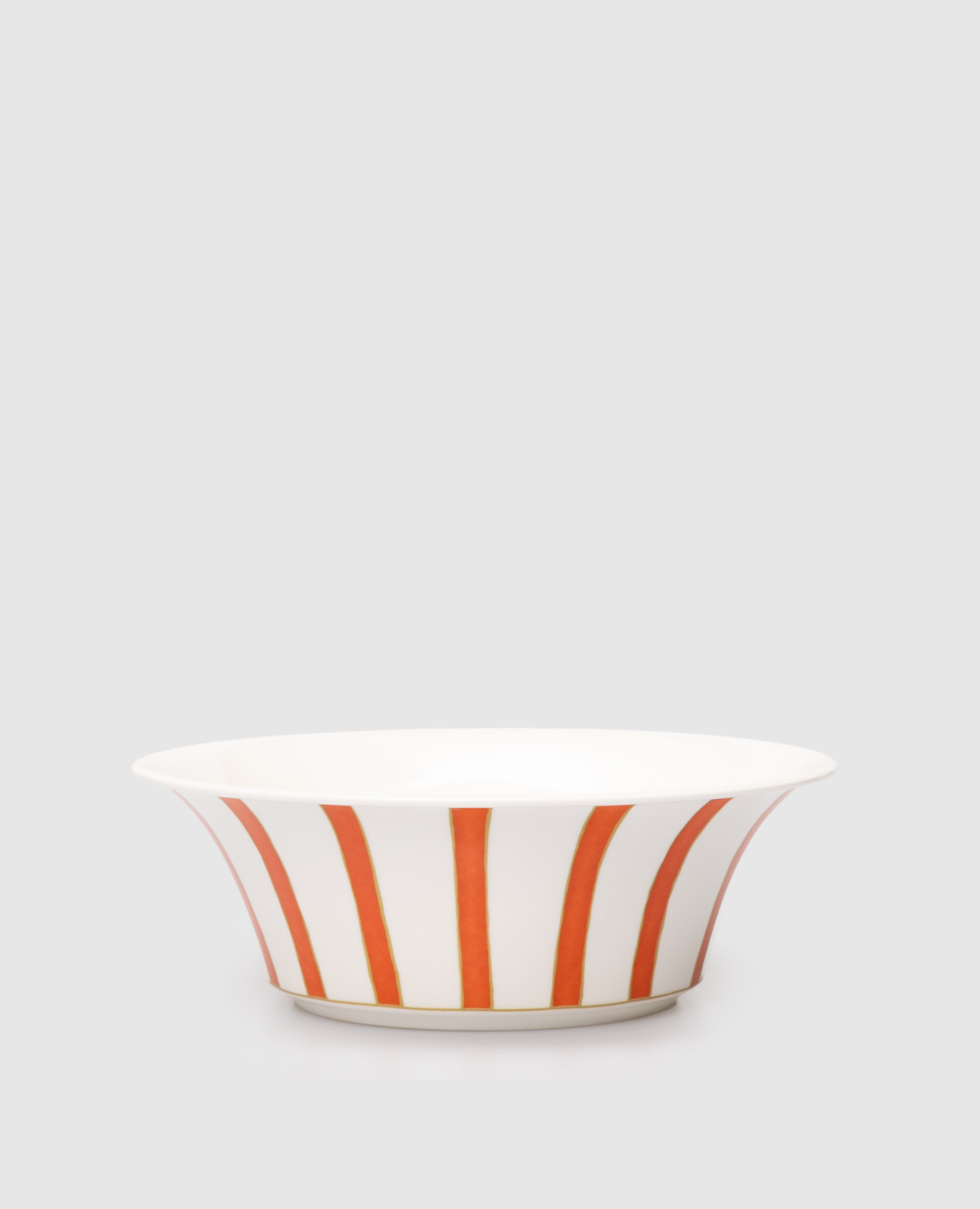 

White porcelain salad bowl Striche Arancio e Oro Geminiano Cozzi 1765
