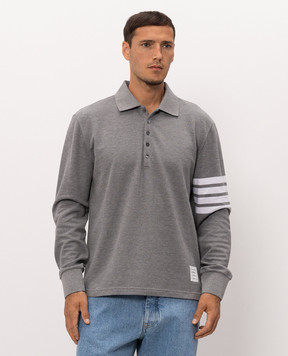 Thom Browne Grey polo shirt with logo patch MJP137G07976