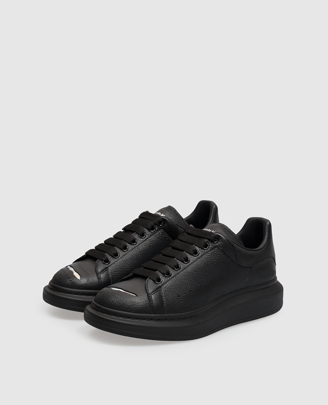 Black Oversized Leather Sneakers Alexander McQueen 2