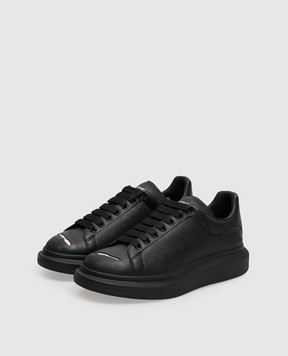 Alexander McQueen Black Oversized Leather Sneakers A0069MWHAF4
