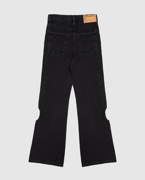 Off-White Children's black jeans with figure-hugging cutouts 44GYA001F26D001