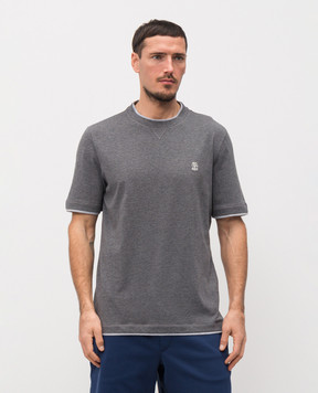 Brunello Cucinelli Gray T-shirt with embroidered emblem M0B137451G