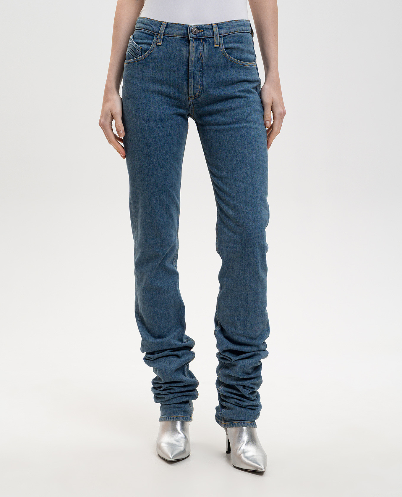 Blue flared jeans with logo patch The Attico 3