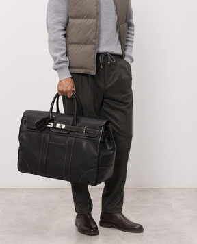 Brunello Cucinelli Black leather Country travel bag MBZIBU071