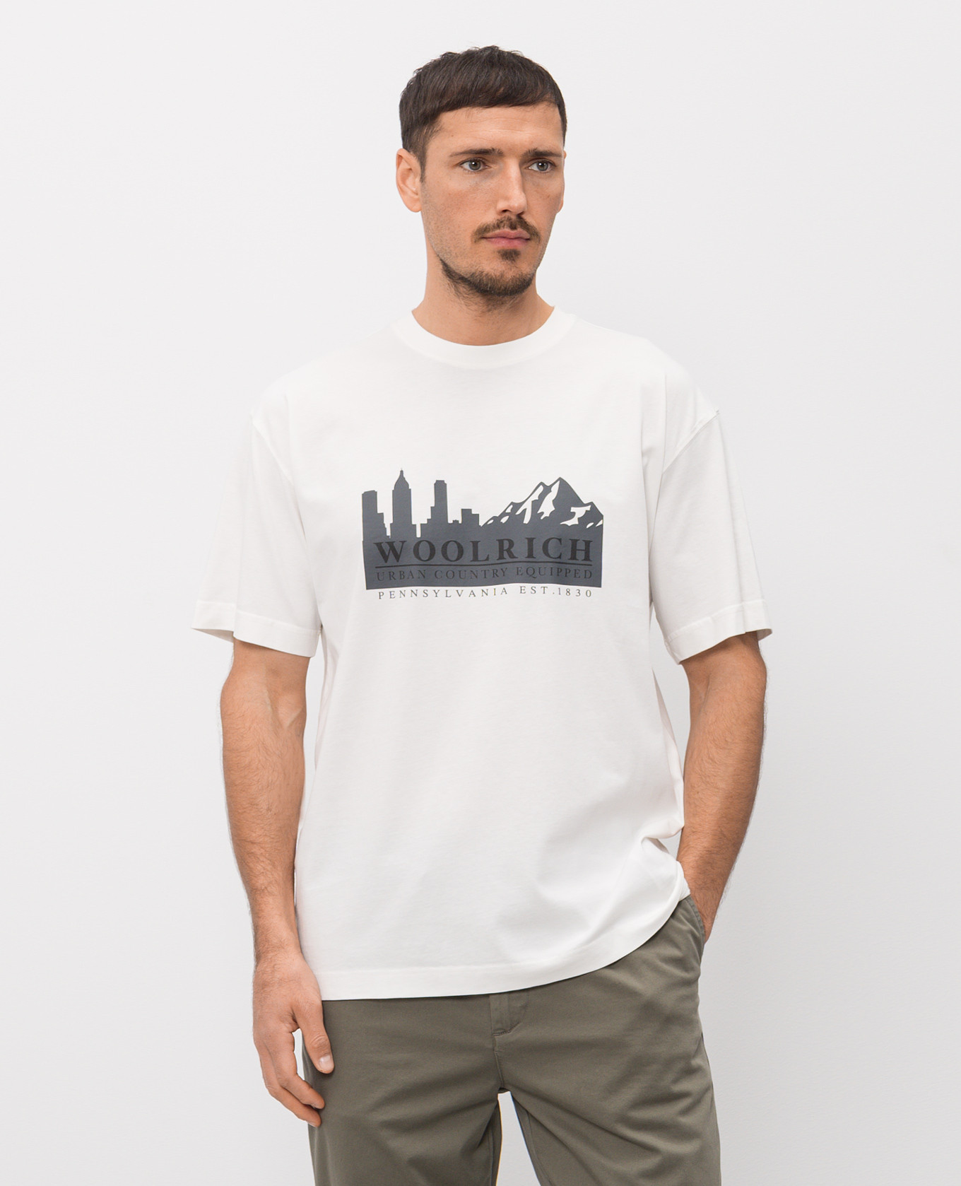 

White T-shirt with logo print Woolrich