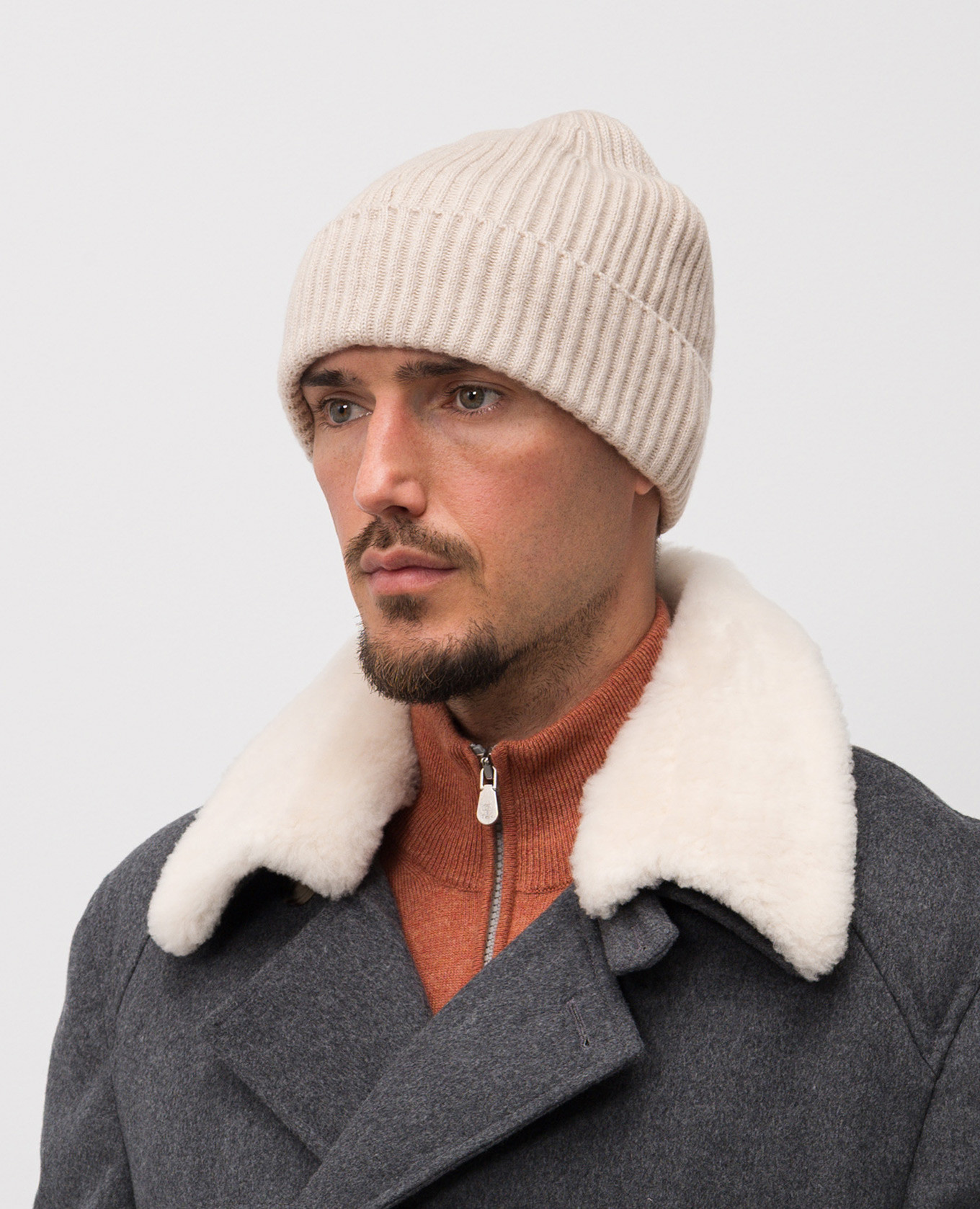 

Beige ribbed cashmere hat Brunello Cucinelli