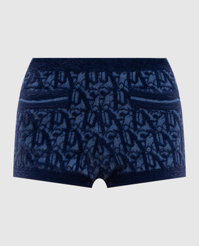 Palm Angels Blue shorts with patterned wool PWHM007R24KNI001