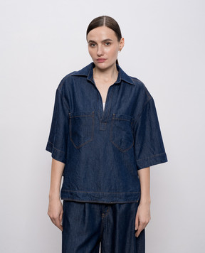 Dondup Blue denim-effect top DC458DF0266DMC4