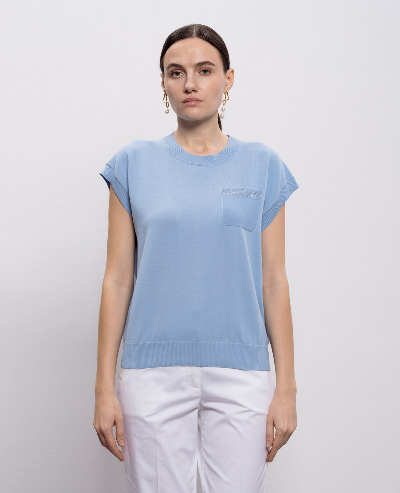Blue top with monil chain Peserico 3