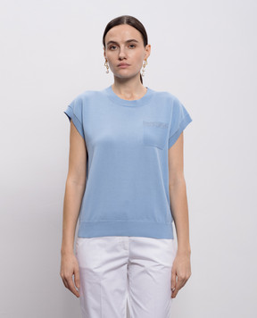Peserico Blue top with monil chain A99064F129173I