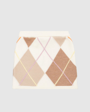 Fendi Children's beige wool skirt with a geometric pattern JFG267AJ8X812+