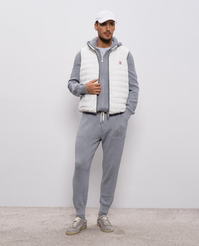 Brunello Cucinelli White down vest with embroidered emblem MM49A7460G