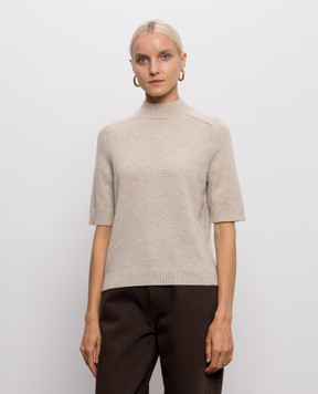 Loulou de Saison RUTH beige cashmere sweater with short sleeves RUTH
