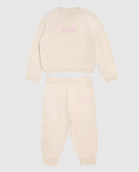 Off-White Children's beige suit with a sweater and trousers 44G2X004S26K001