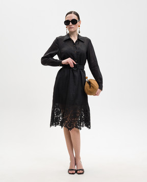 Max Mara Black MELA shirt dress with embroidered sash MSTMELA