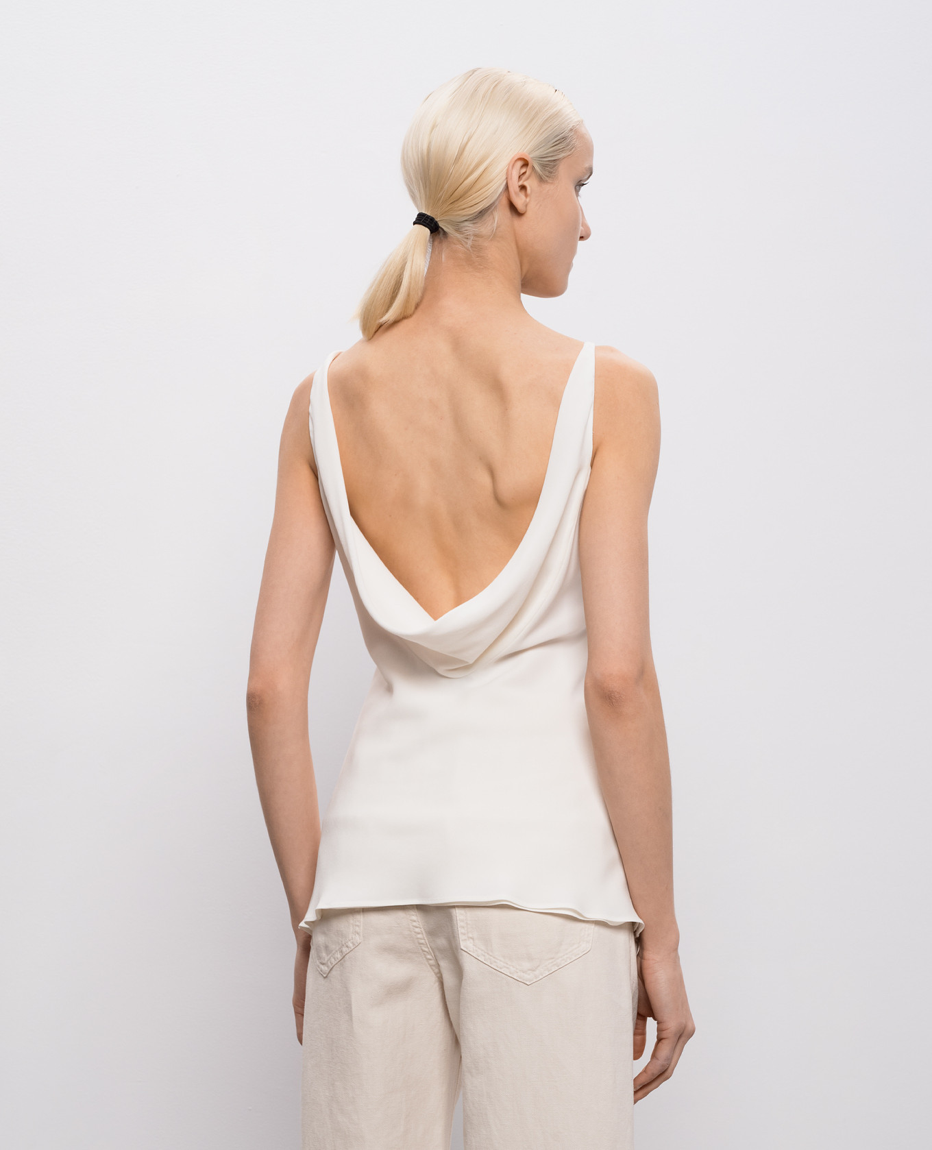 Ivory silk top with monil chain Brunello Cucinelli 4