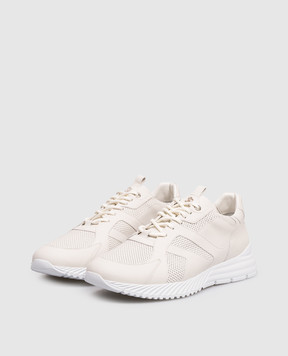 Stefano Ricci Beige leather sneakers with perforations UV689G6696WY