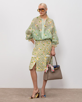 Fendi Green printed silk skirt FQ7721AW9S